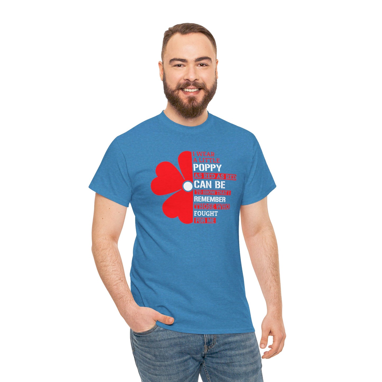 Memorial Day Poppy Tee, For Those Who Fought For Me, Unisex Cotton Tee