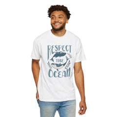 Whales, Respect The Ocean -  Graphic Unisex Garment-Dyed T-shirt