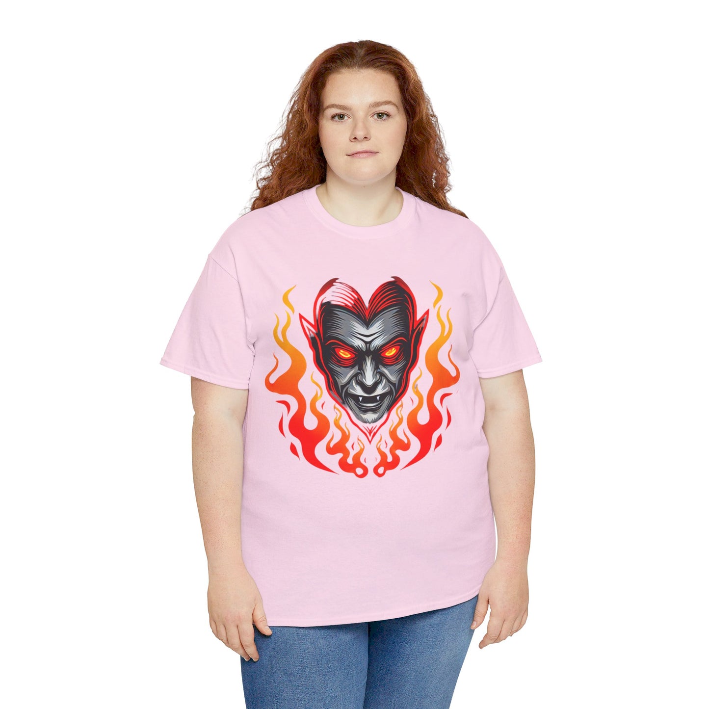 Flaming Fire Vampire - Graphic Unisex Heavy Cotton Tee