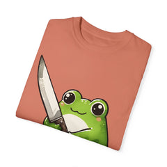 Retro Frog Graphic Shirt, 90s Cute Frog Tee, Nature Shirt, Knife wielding Frog Tee, Frog Lovers, Vintage Relaxed Fit T-shirt, gift for her