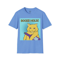 Booze Holic Cat with Bottle Unisex Softstyle T-Shirt  Pop Art Feline