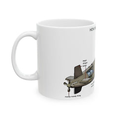 Submarine Design Ceramic Mug, How Submarines Work Gift, Nautical Coffee Cup, Marine Science Mug, Ocean Lover's Gift
