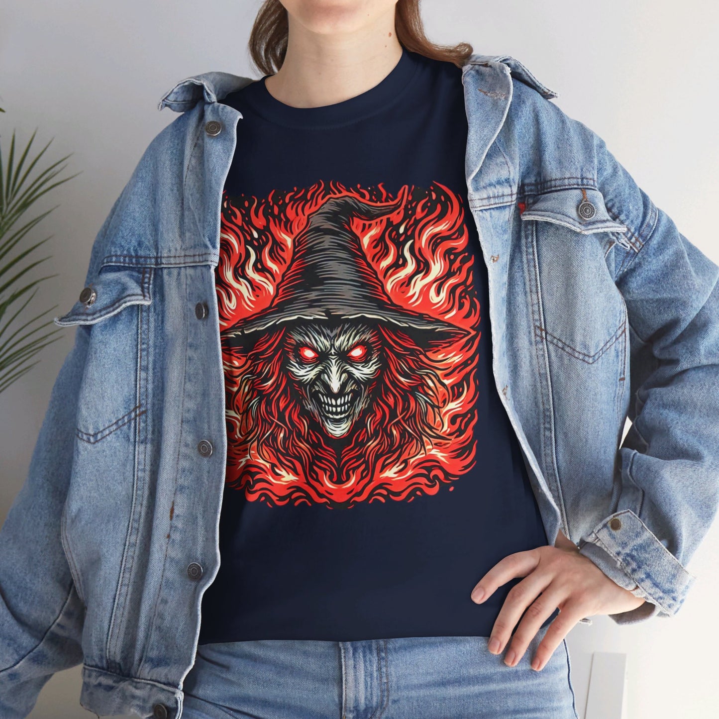 Flaming Fire Witch - Graphic Unisex Heavy Cotton Tee