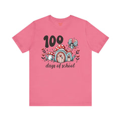 100 DAYS OF SCHOOL Toadstool House - Unisex Short Sleeve Tee | Elementary School Holiday, Teacher Apparel, Kids Motivation, Teacher Sarcasm