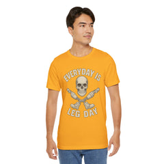 Fitness Tee | Leg Amputee Funny Skull, Everyday Leg Day Gym Shirt, Workout Top