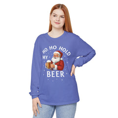 Festive Santa Claus Long Sleeve T-Shirt - "Ho Ho Hold My Beer"
