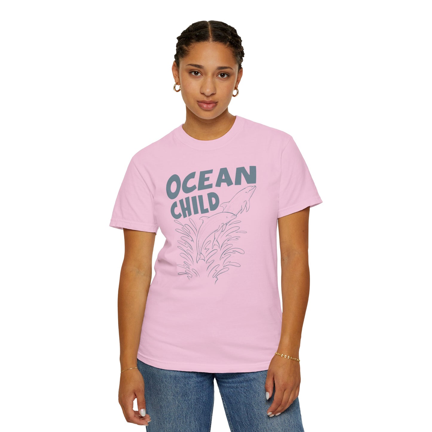 Dolphins, Ocean Child -  Graphic Unisex Garment-Dyed T-shirt