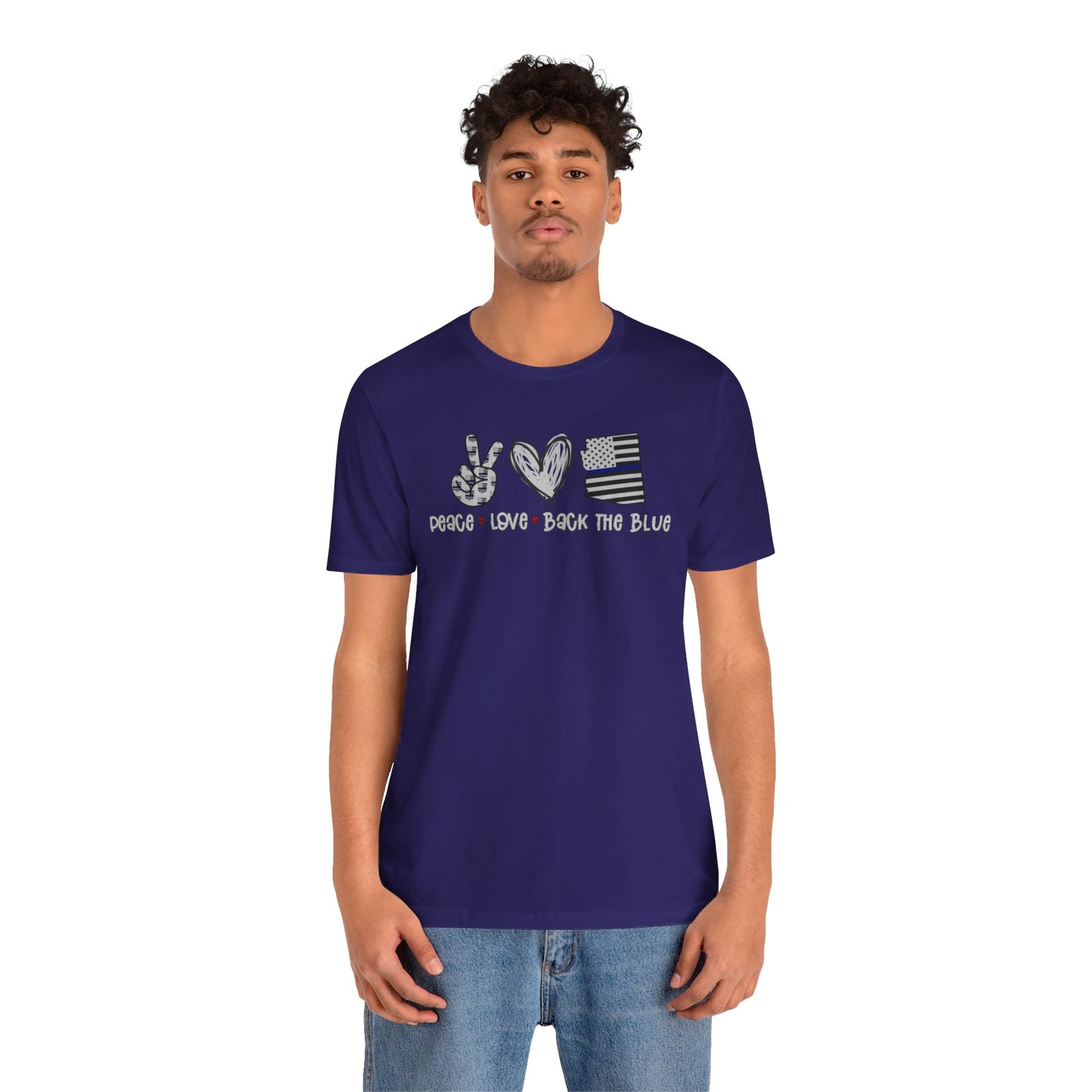 Peace Love Back The Blue in Arizona, Graphic Unisex Short Sleeve Tee