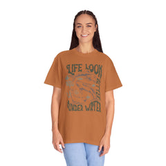 Whales, Life Look Better Under Water -  Graphic Unisex Garment-Dyed T-shirt
