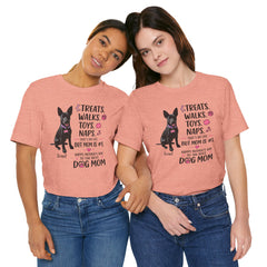 Personalized Your Dog and its name Mother's Day T-Shirt — 'Treats. Walks. Toys. Naps.