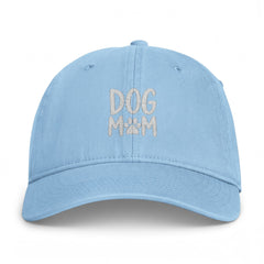 Embroidered Dog MOM Cap — Washed Coastal Baseball Hat with Paw Print