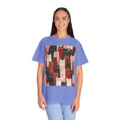 Cute Cat Print Unisex Garment-Dyed T-Shirt - Comfort Colors Soft Perfect for Animal Lovers and Casual Days