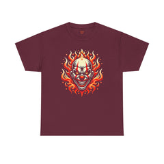 Flaming Fire Clown - Graphic Unisex Heavy Cotton Tee