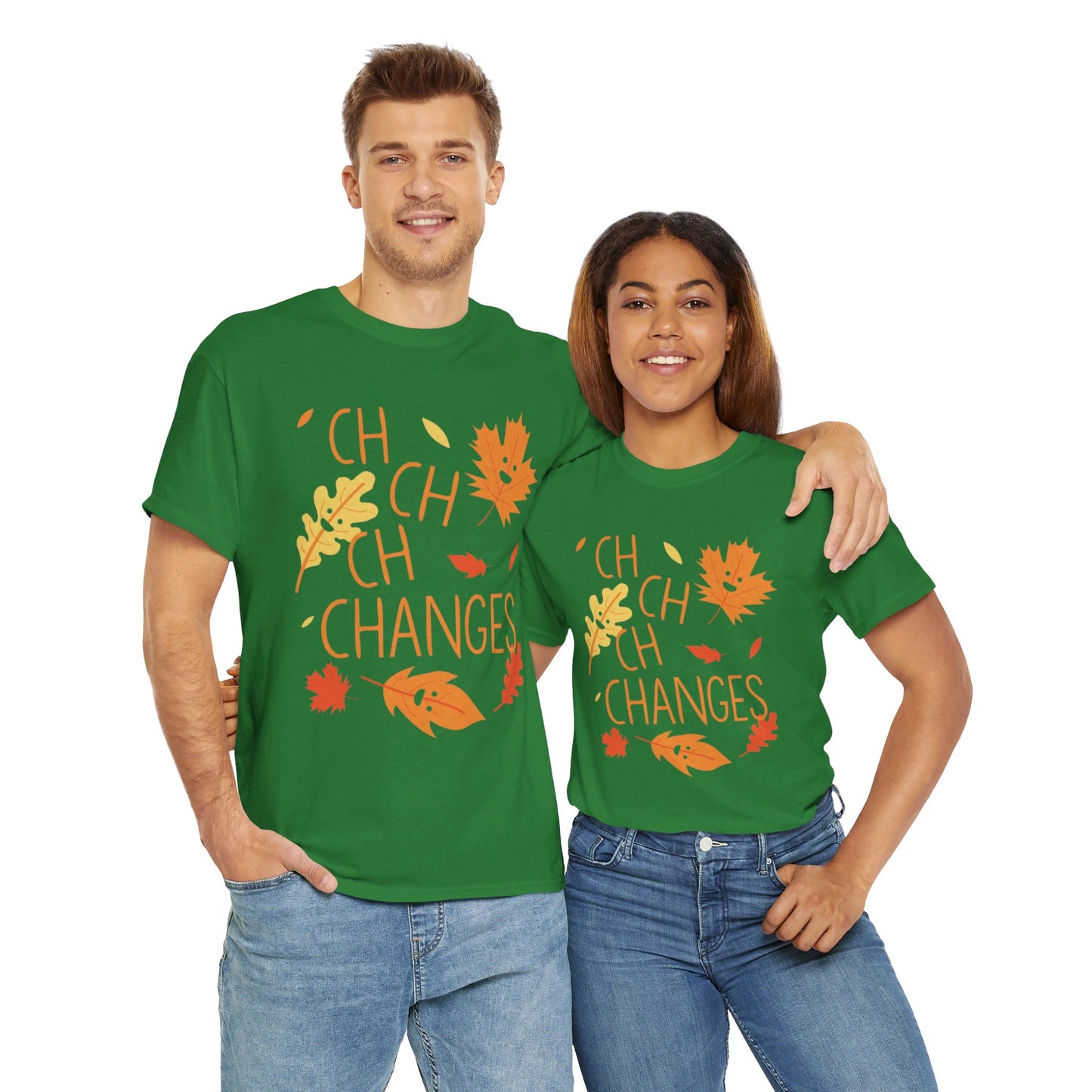 Changes Fall Leaves Graphic - Unisex Heavy Cotton Tee