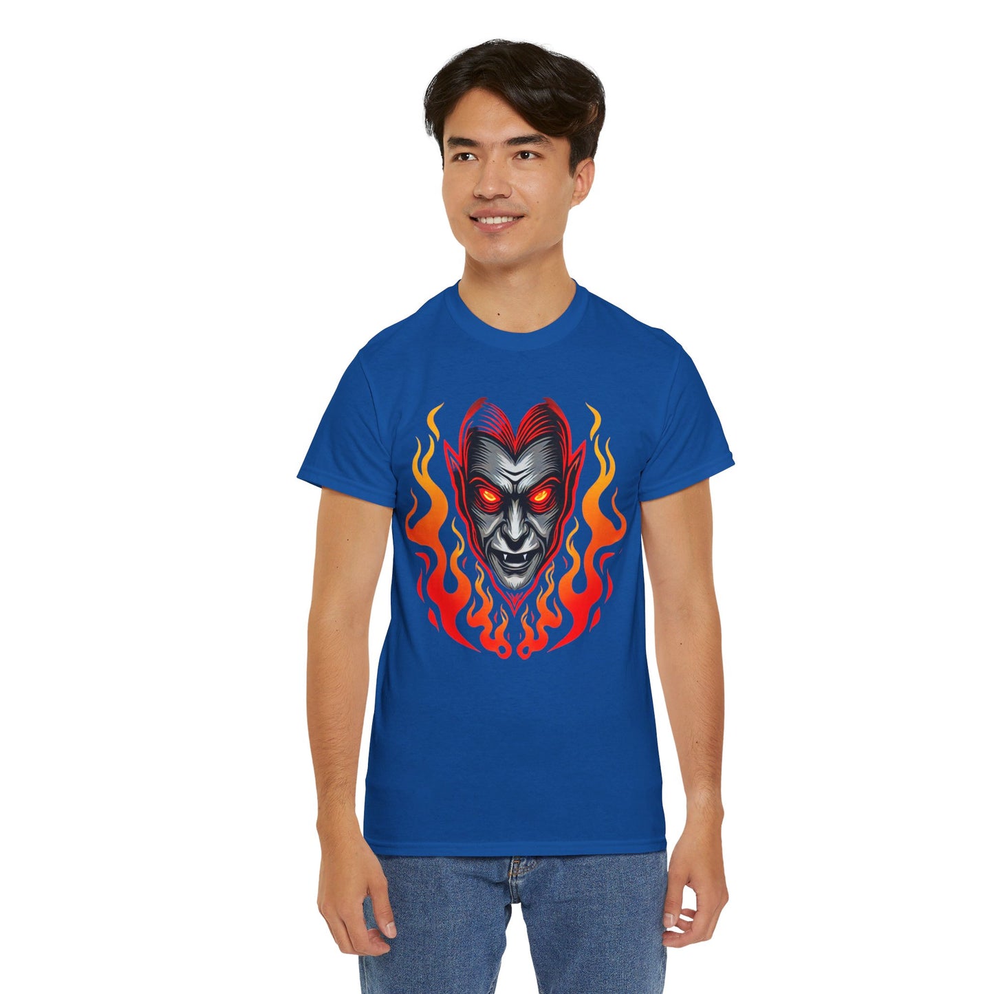 Flaming Fire Vampire - Graphic Unisex Heavy Cotton Tee