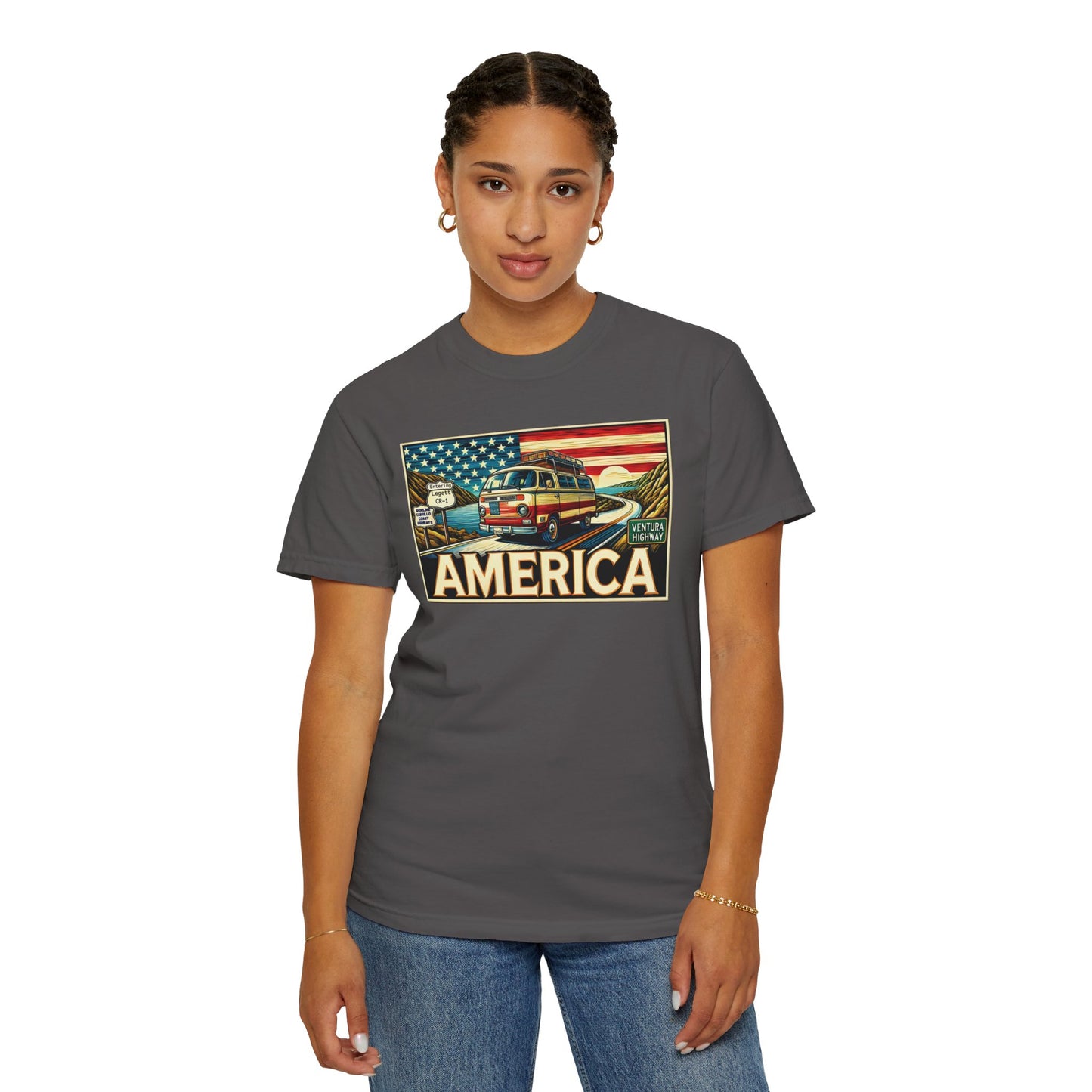 Ventura Highway Driving America Graphic Comfort Colors Unisex Garment Dyed T-shirt