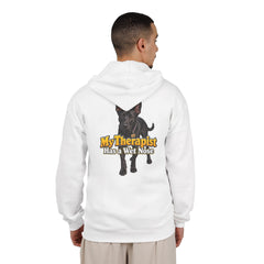 Personalized with your dogs image Zip Hoodie — "My Therapist Has a Wet Nose" Graphic