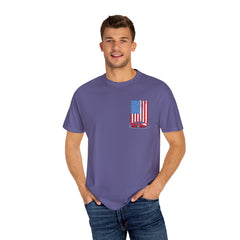Patriotic Car Graphic Unisex T-Shirt - Vintage American Flag Design