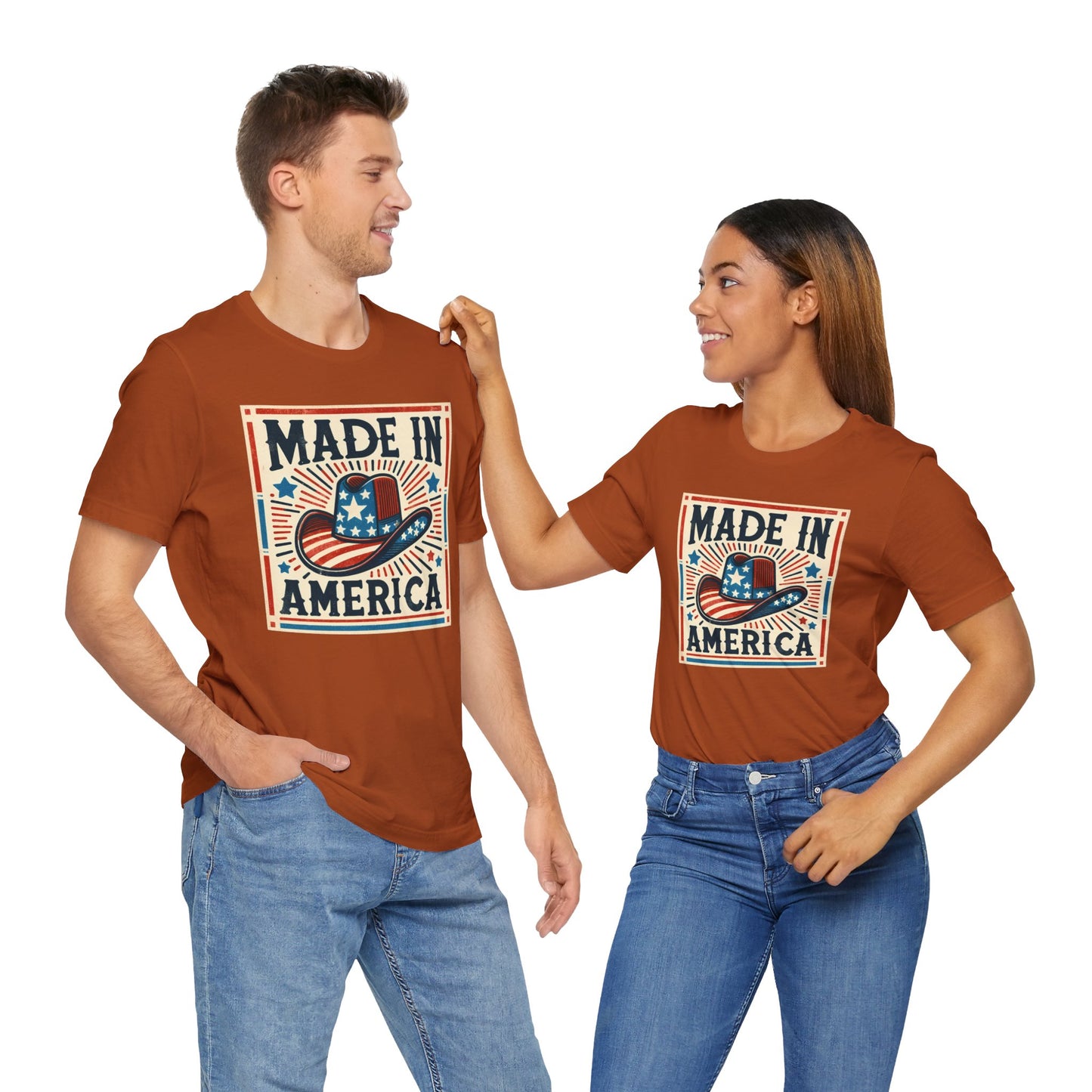 Made In America Cowboy Hat Graphic, Unisex Jersey Short Sleeve Tee