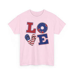 LOVE red white and blue graphics Unisex Heavy Cotton Tee / see our matching T Shirt , coffe mugs and tote bags