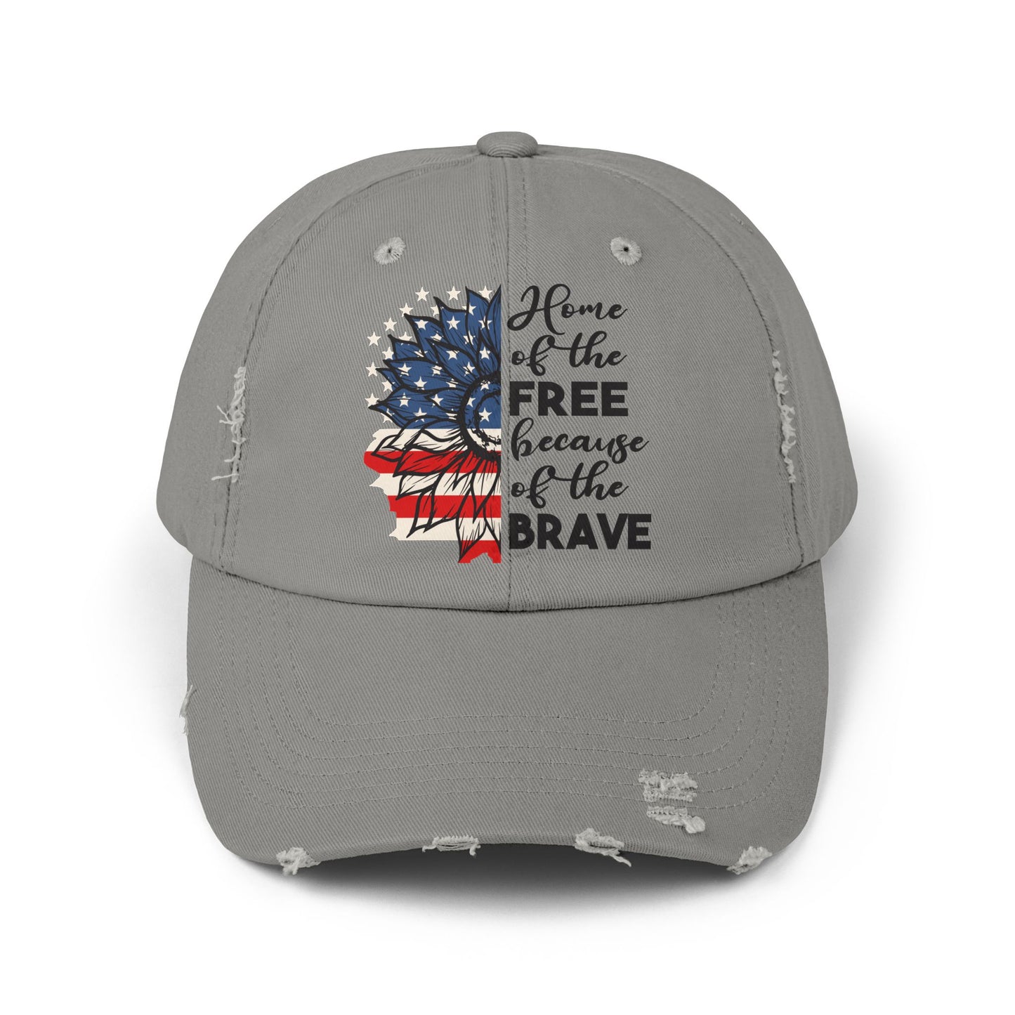 Land Of The Free, Home Of The Brave  - Unisex Distressed Cap