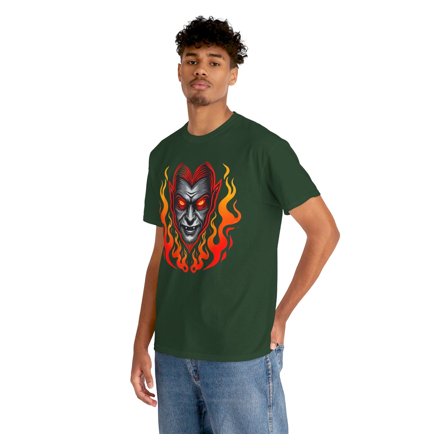 Flaming Fire Vampire - Graphic Unisex Heavy Cotton Tee