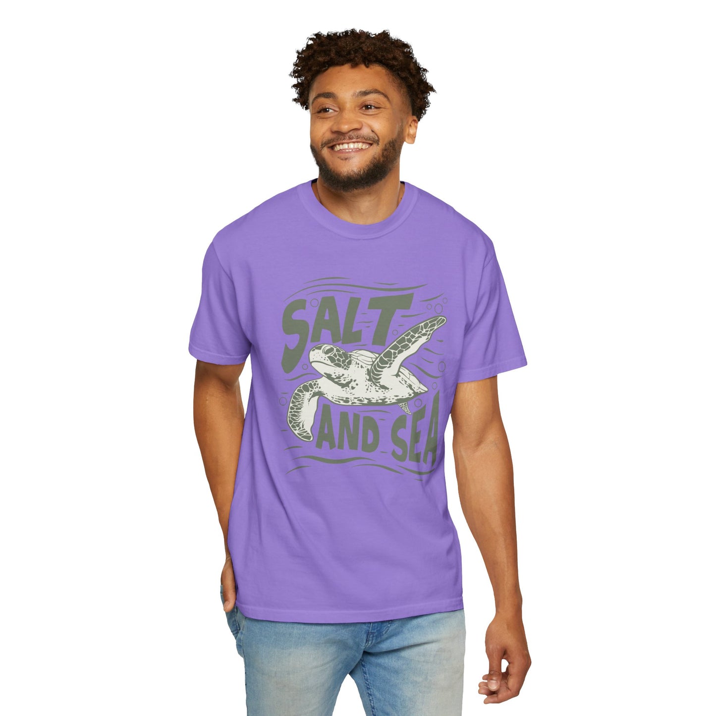 Sea Turtle, Salt And Sea -  Graphic Unisex Garment-Dyed T-shirt