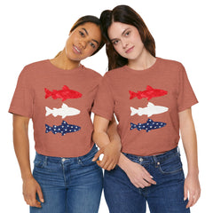Patriotic Trout T-Shirt — Red White & Blue Fish Tee