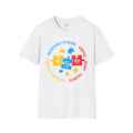 Autism awareness tee, softstyle tee, unisex autism shirt, puzzle graphic tee, shirt for autism, support autism tee, gift for autistic child