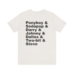 The Outsiders Shirt, Front and Back Images, Greasers Characters Shirt, Unisex Jersey Short Sleeve Tee