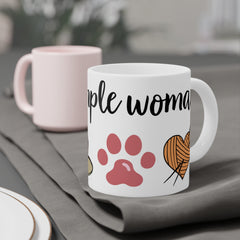 Simple Woman Mug, Knitting Enthusiast, Paw Print Mug, Female Symbol, Heart Yarn Design, 11oz, 15oz, 20oz Mug, Knitter's Present, Pet Lover