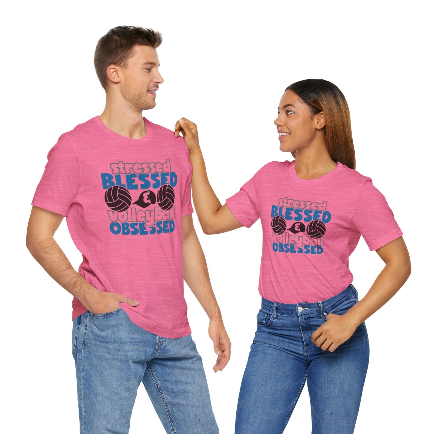 Stressed Blessed Volleyball Obsessed Shirt,Unisex Tee,graphic t shirt,gift for her,gift for him,volleyball team,playergift,fangift,Coachgift