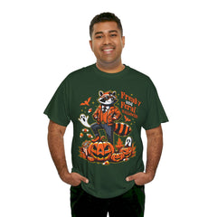 Freaky And Feral Halloween Raccoon! Graphic Unisex Heavy Cotton Tee