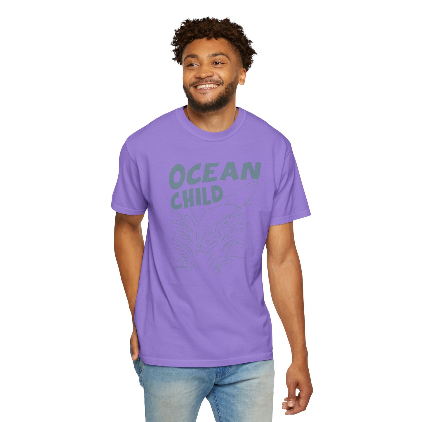 Dolphins, Ocean Child -  Graphic Unisex Garment-Dyed T-shirt