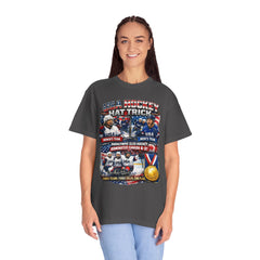 Hockey Hat Trick T-Shirt — USA Men's, Women's & Paralympic Gold Tribute 2026