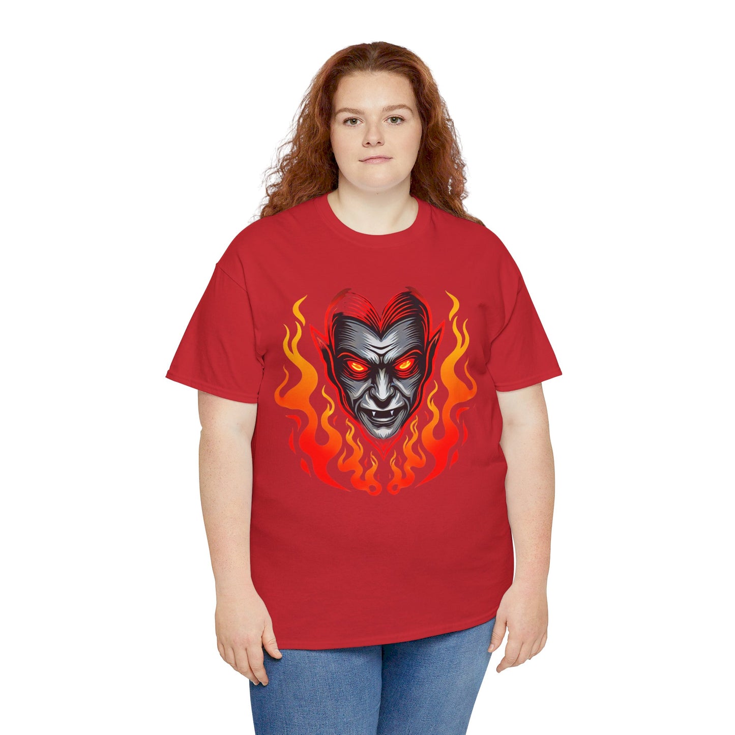 Flaming Fire Vampire - Graphic Unisex Heavy Cotton Tee