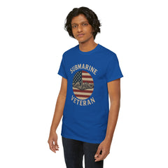 Submarine Veteran American Flag Tee | Unisex Heavy Cotton T-Shirt, Military Apparel, Veteran Gift, Patriotic Top, Casual Wear