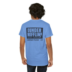 Albany Unisex Heavy Cotton Tee - Retro Dunder Mifflin Design for Nostalgic Fans