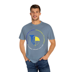 Blue French Horn and Yellow Umbrella Unisex T-shirt - HIMYM Fan Apparel