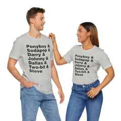 The Outsiders Shirt, Greasers Characters Shirt, Unisex Jersey Short Sleeve Tee