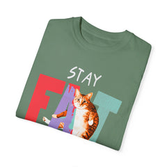 Stay Fat Lazy and Happy Cat - Graphic Unisex Garment-Dyed T-shirt