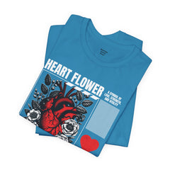 Heart Flower Tee - Nuturing Affection In The Garden Of Life - Positive Vibes Unisex Jersey Short Sleeve Tee