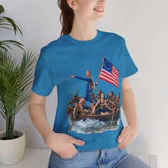 Historical Fever Patriot T‑Shirt — Revolutionary Flag Rowboat Design