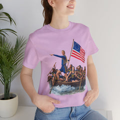 Historical Fever Patriot T‑Shirt — Revolutionary Flag Rowboat Design