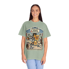 Pitbull Added "Who Let the Dogs Out?" Baldwin Harbor Animal Hospital Cute Vet Clinic T Shirt