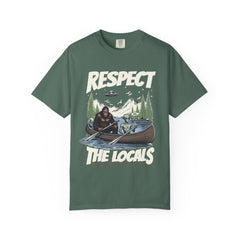 Bigfoot and Alien Outdoor Canoe Adventure - Respect The Locals T-Shirt
