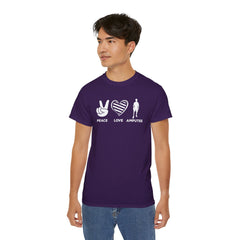 PEACE LOVE AMPUTEE - Unisex Ultra Cotton Tee | Amputee, Leg Amputee, Limb Awareness, Prosthetic, Motivational Tee,
