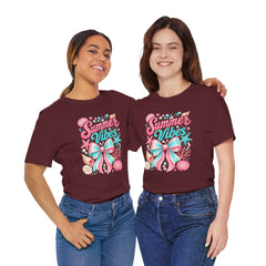 Summer Vibes Tee — Pastel Seashell Bow Beach T-Shirt