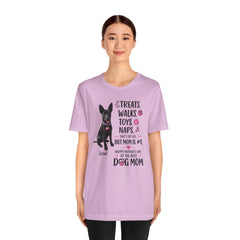 Personalized Your Dog and its name Mother's Day T-Shirt — 'Treats. Walks. Toys. Naps.