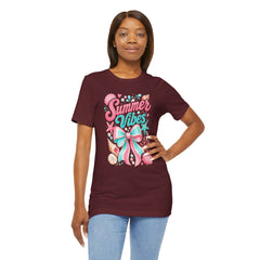 Summer Vibes Tee — Pastel Seashell Bow Beach T-Shirt